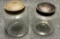 Pair Antique Early Apothecary Jars w Original Tin Lids