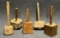 Lot of 5 19th Century Hand Carved Wooden Mallets
