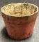 Antique 1800s Red  White Hand Painted Bucket w Metal Bands