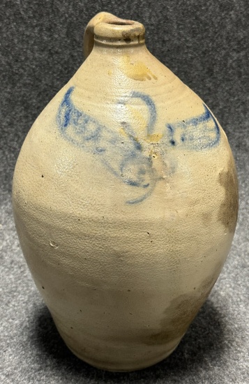 Wonderful Mid 1800s Ovoid Decorative Jug w Unique Handle