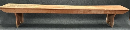 Primtiive 8' Original Salmon Painted Wooden Bench