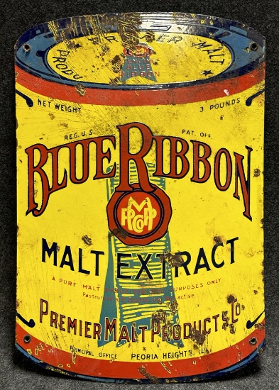 Antique Pabst Blue Ribbon Malt Extract Single Sided Porcelain Figural Sign