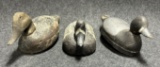 Lot of 3 Antique Hand Carved Wooden Duck Decoys