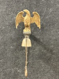 19th Century Cast Iron Gold Gilt Eagle w Wrought Iron Bracket  Brass Bell