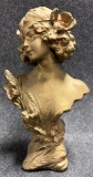 Art Noveau Era Figural Ladies Bust Signed By Lete