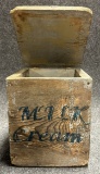 Antique Hand Painted Milk  Cream Wooden Box