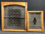 Lot of 2 Antique Leaded Stained Glass Windows