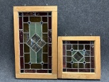 Lot of 2 Antique Leaded Stained Glass Windows