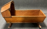Ca. 1820 Hooded Cradle w Dovetailed Construction  Rose Head Nails