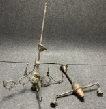 Pair Japanned Finish Lights - 1 Oil  1 2 Bulb Electric