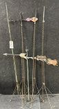 Antique Lot 4 Lightning Rods w Varying Weathervanes