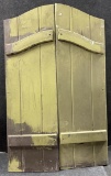 Pair Antique Green Painted Wooden House Shutters