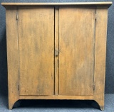 Antique Pumpkin Painted 19th C. 2 Door Jelly Cupboard