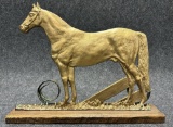 Antique Late 1890s Horse Mailbox Topper w Gold Gilt Paint