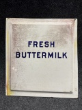Antique Fresh Buttermilk Single Sided Porcelain White  Cobalt Advertising Sign