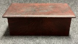 19th Century Grain Painted Red  Black Lidded Candle Box