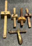 Lot of 5 Antique Ca. 1800s Wooden  Brass Scribes