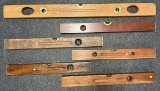 Lot of 6 Antique Wooden Stanley Levels including No 3 Sweetheart