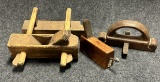 Lot of 3 Antique Tools Outrigger  Ornate Maple Block Plane  Inlay Cutter