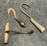 Lot of 3 Original 1800s Wrought Irons Hooks
