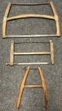 Lot of 3 Original Hand Carved Early to Mid 1800s Saws