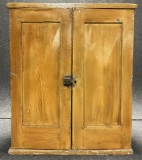 Antique Grain Painted over Mustard Ca. 1860s 2 Door Table Top Pantry Cupboard