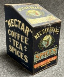 Antique Nectar Brand St Louis Coffee  Spice Mill Tin Litho General Store Display Tin