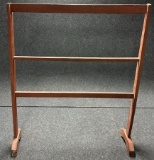 Original Red Painted 2 Leg 3 Tier Wooden Drying Rack w Rosehead Nail Construction