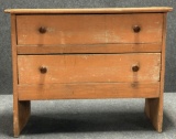 Antique 19th Century Salmon Painted Over Blue 2 Drawer Dresser