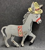 Vintage Ca. 1930s-40s Figural Double Sided Wooden Carnival Donkey w Original Paint