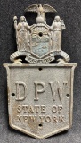 Antique Solid Brass Department Public Works State of New York Cast Building Marquee Sign