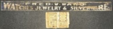 Antique Fred M Ward Watches Jewelry Silverware Ca. 1900 Wooden Smaltz Paint Advertising Sign w Origi