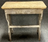 Antique White Painted 1 Board Top Side Table Bench w Ornante Legs