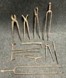 Lot of 13 Blacksmith Cast Iron Tools