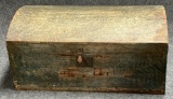 Antique 19th Century Dome Top Grain Painted Chest w Lock