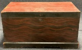Antique Circa 1860 Red  Blue Grain Painted Flat Top Blanket Chest w Dovetailed Corners