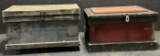 Pair Antique Wooden Tool Chest Trunks 19th Century Construction