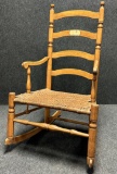 18th Century Antique Ladderback Rocking Chair Dated  Signed 1780