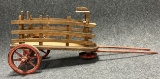 Antique Turn of the Century Wooden Post  Rail Rear Wheel Toy Wagon