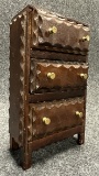 Original Miniature Cigar Box Tramp Art Chest of Drawers