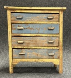 Antique Early 1900s Maze  Blue Child Chest of Drawers