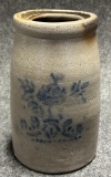 Beautiful Original 1 Gallon Salt Glazed Jar w Floral Decoration