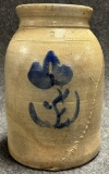 Antique Stamped 2 Gallon Jar w Tulip Decorations