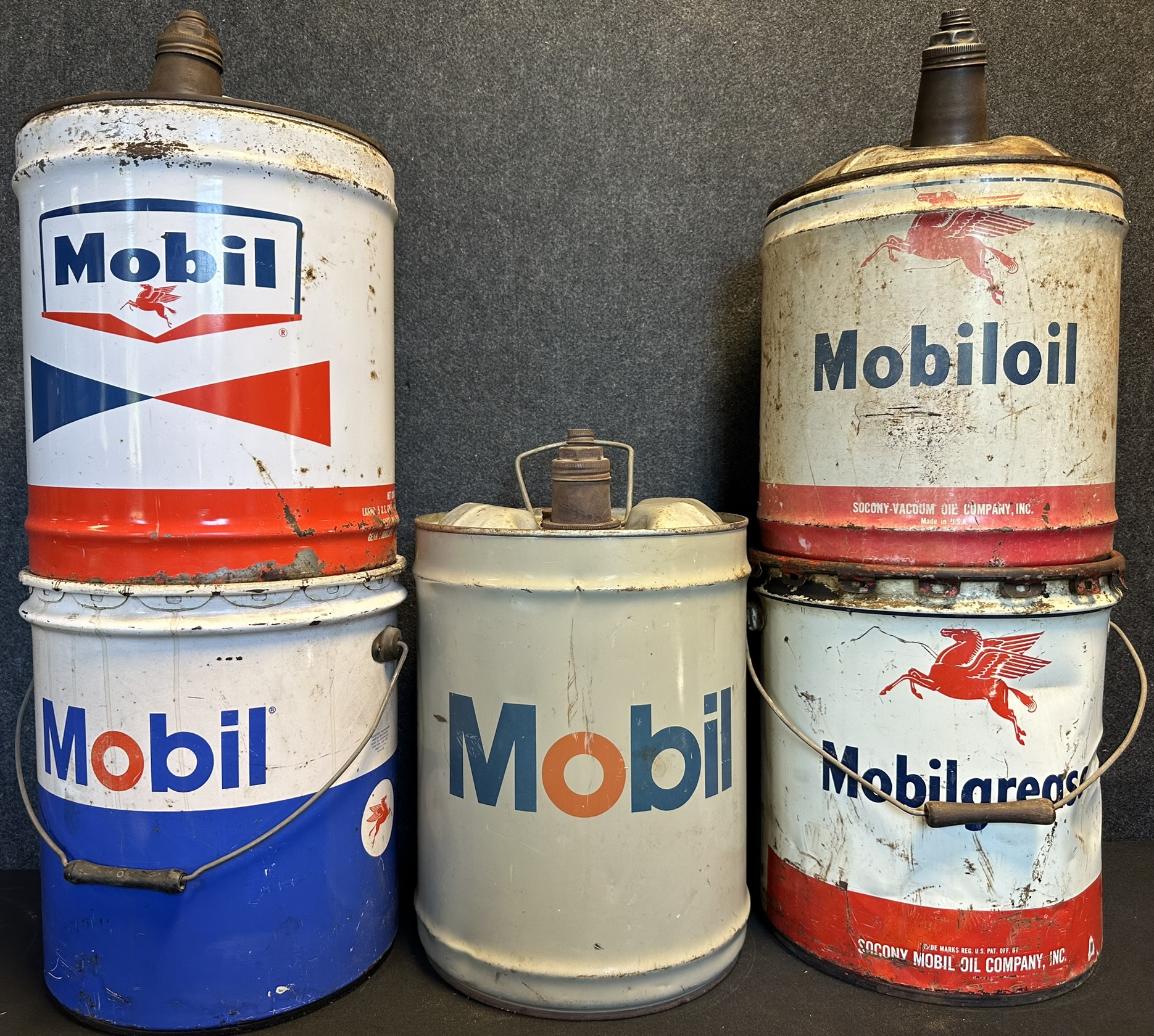 【特別訳あり特価】 Gas Mobil 50s-70s Vintage 5 Lot Station Proxibid | Gallon 5 アンティーク雑貨
