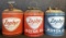 Lot 3 Vintage 1950s-60s Zephyr Motor Oil 5 Gallon Cans