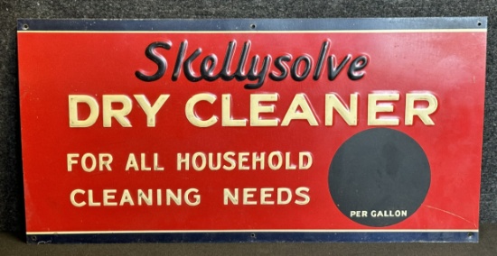 Skellysolve Dry Cleaner Embossed Painted Metal Pricer Advertising Sign