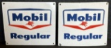 Pair Mobil Regular 1960s Single Sided Porcelain Gas Pump Plates