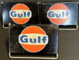 Lot of 3 Early 1960s Gulf Dog Ear Advertising Painted Metal Tire Rack Displays