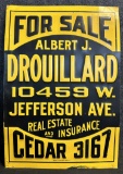 Early 1920s Tin Embossed Albert J Drouillard Jefferson Ave Detroit Michigan Real Estate & Insurance