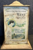 Early 1920s West Hair Nets Beach & Motor Brand Tin Litho Revolving General Store Advertising Display
